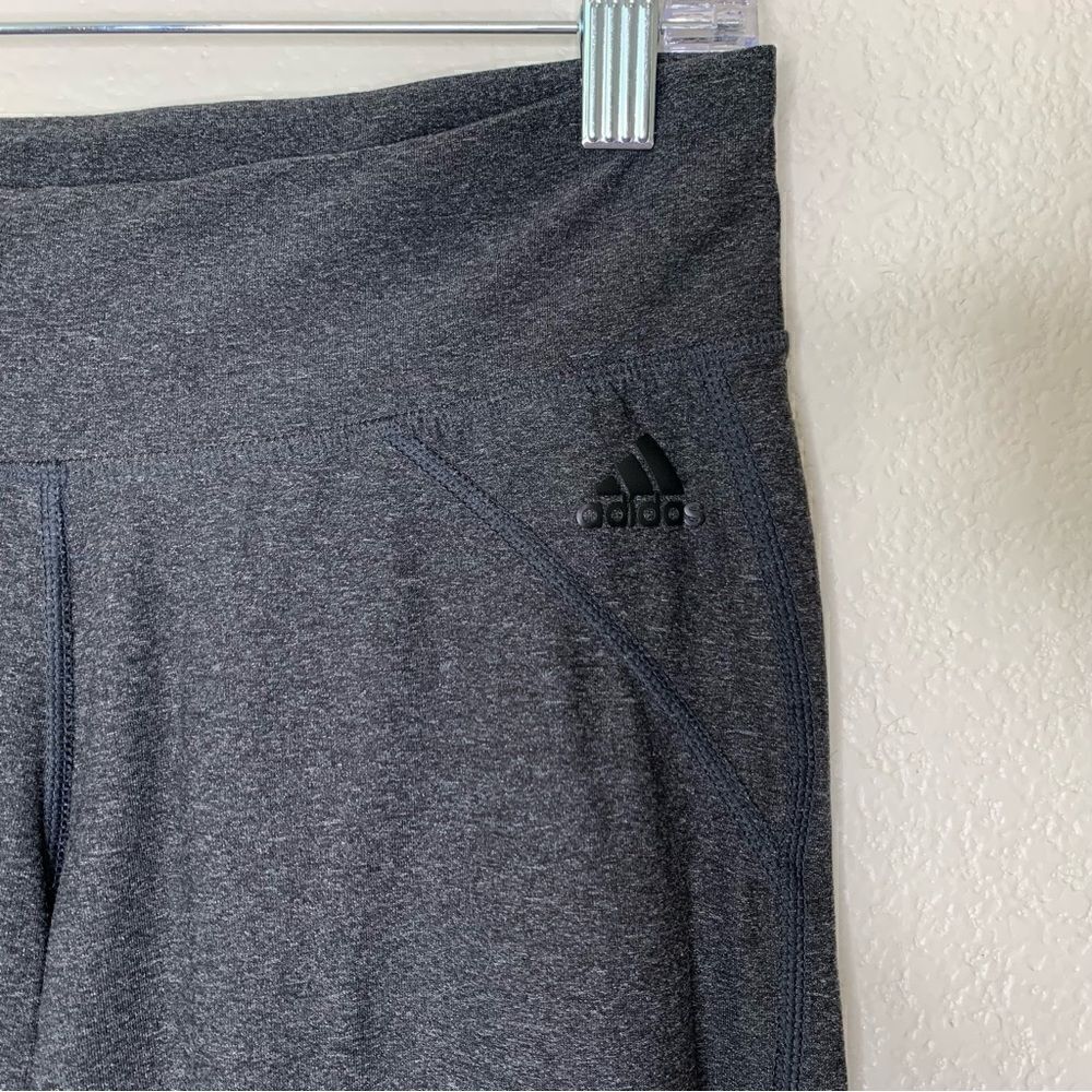 Adidas Climalite Gray Mesh Hem Cropped Leggings - Picture 3 of 12